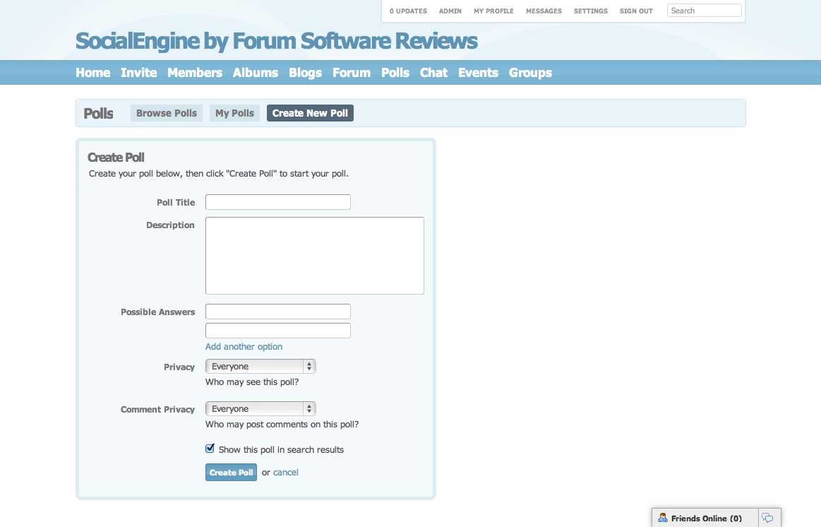 SocialEngine - Create New Poll